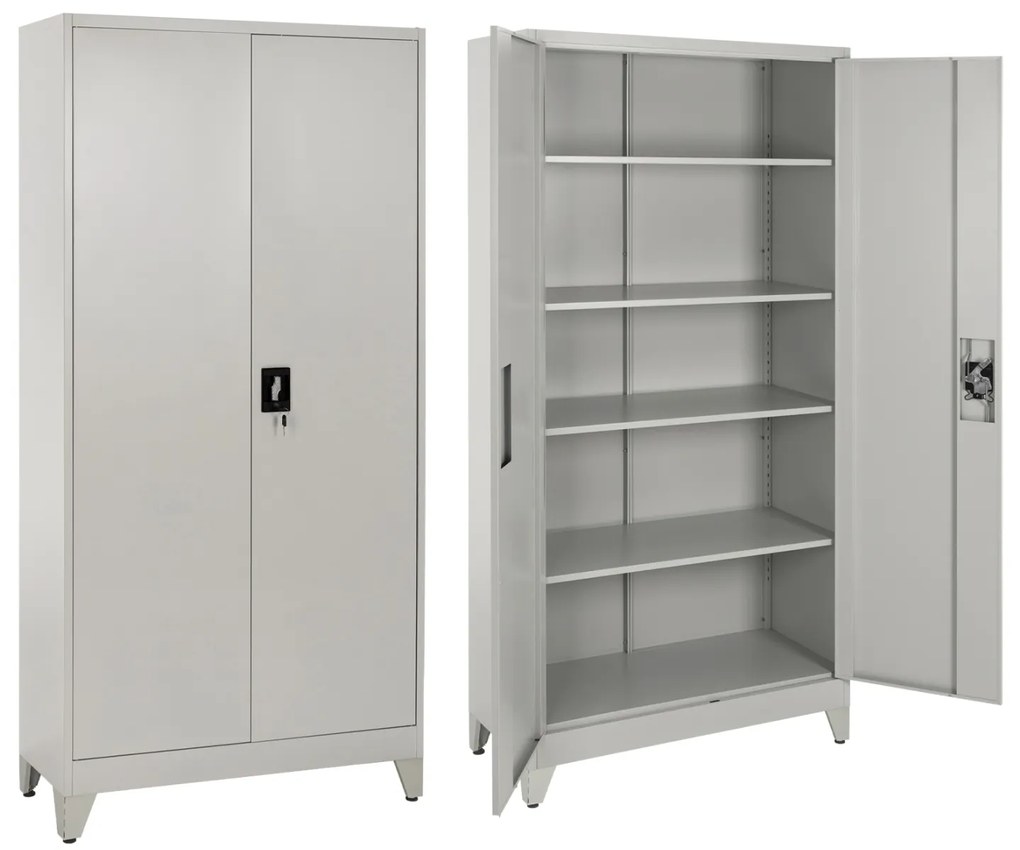 ΝΤΟΥΛΑΠΑ ΜΕΤΑΛΛΙΚΗ DURON HM11979 ΔΙΦΥΛΛΗ ΜΕ 5 ΑΠΟΘ.ΧΩΡΟΥΣ & ΠΟΔΙΑ- ΓΚΡΙ 90Χ40Χ190Yεκ.