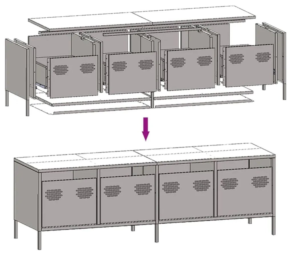 Έπιπλο Τηλεόρασης Μαύρο 135x39x43,5 εκ. Ατσάλι Ψυχρής Έλασης - Μαύρο