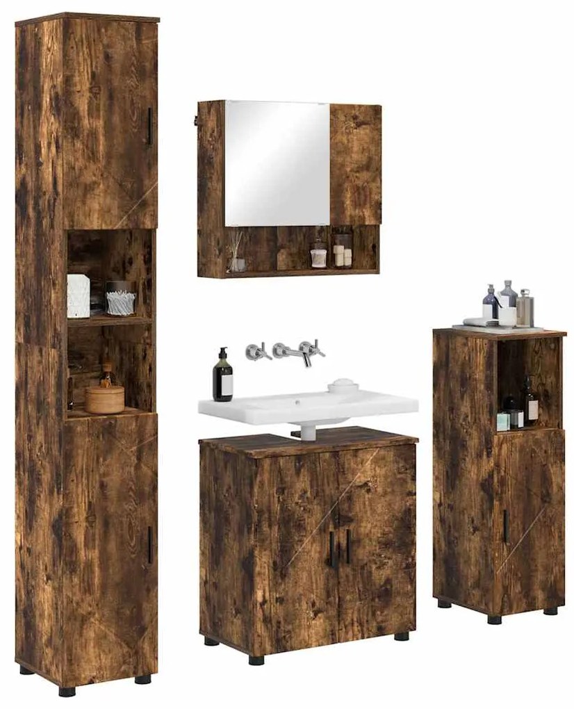 vidaXL Σετ Επίπλων Μπάνιου 4 pcs Καπνιστή δρυς 61 x 35 x 64 εκ.