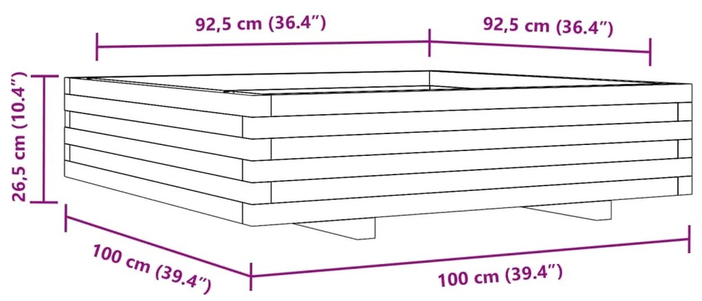 Ζαρντινιέρα Κήπου 100x100x26,5 εκ. από Εμποτισμένο Ξύλο Πεύκου - Καφέ