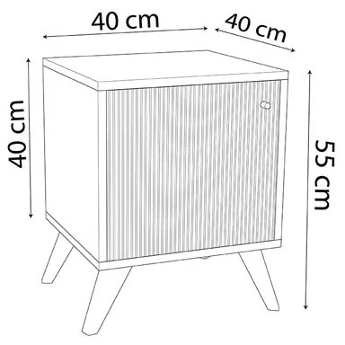 Κομοδίνο Flipter pakoworld μελαμίνης oak-μαύρο 40x40x55εκ - 197-000203