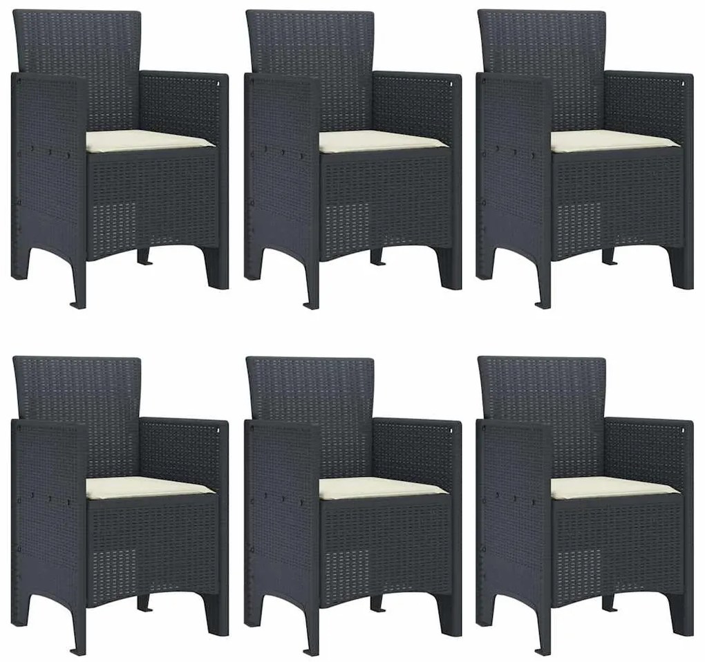 vidaXL Σέτ φαγητού για κήπο 7 pcs Ανθρακί Rattan Polt