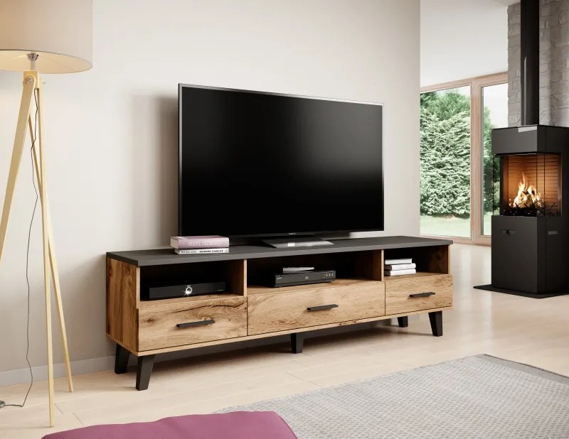 TV stand LOTTA 180 3s3K wotan oak/black DIOMMI CAMA-LOTTA-RTV-180-3S3K-DWO/CZ DIOMMI-60-19752