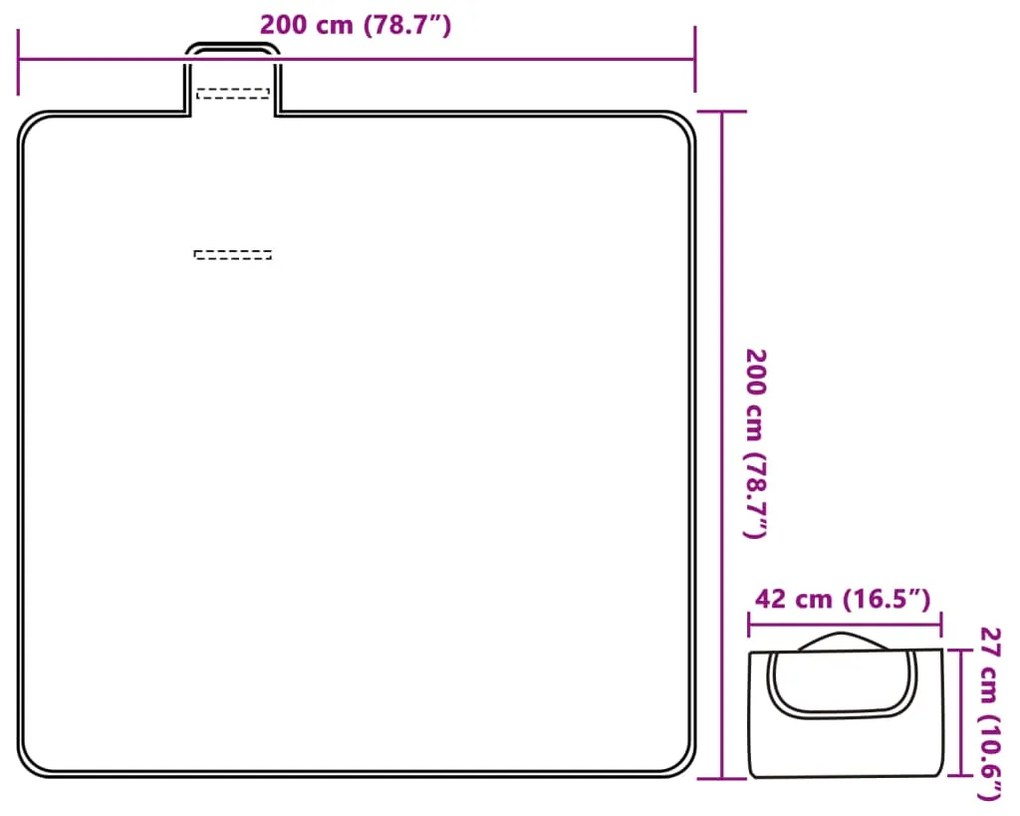 vidaXL Κουβέρτα Πικ-Νικ Πτυσσόμενη Μπλε Κύμα 200x200 εκ. Βελούδινη