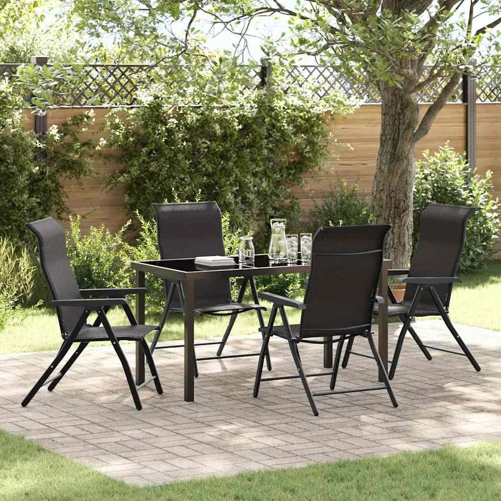 vidaXL Σέτ φαγητού για κήπο 5 pcs Μαύρος καφές Πολυ ράταν