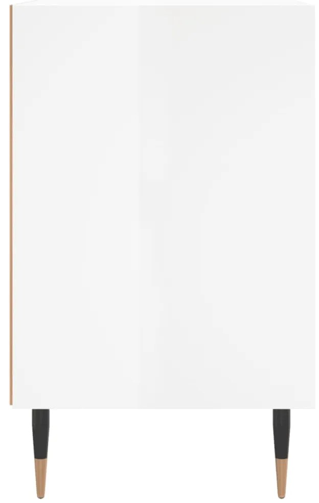 vidaXL Κομοδίνο Γυαλ. Λευκό 40 x 30 x 50 εκ. από Επεξεργασμένο Ξύλο