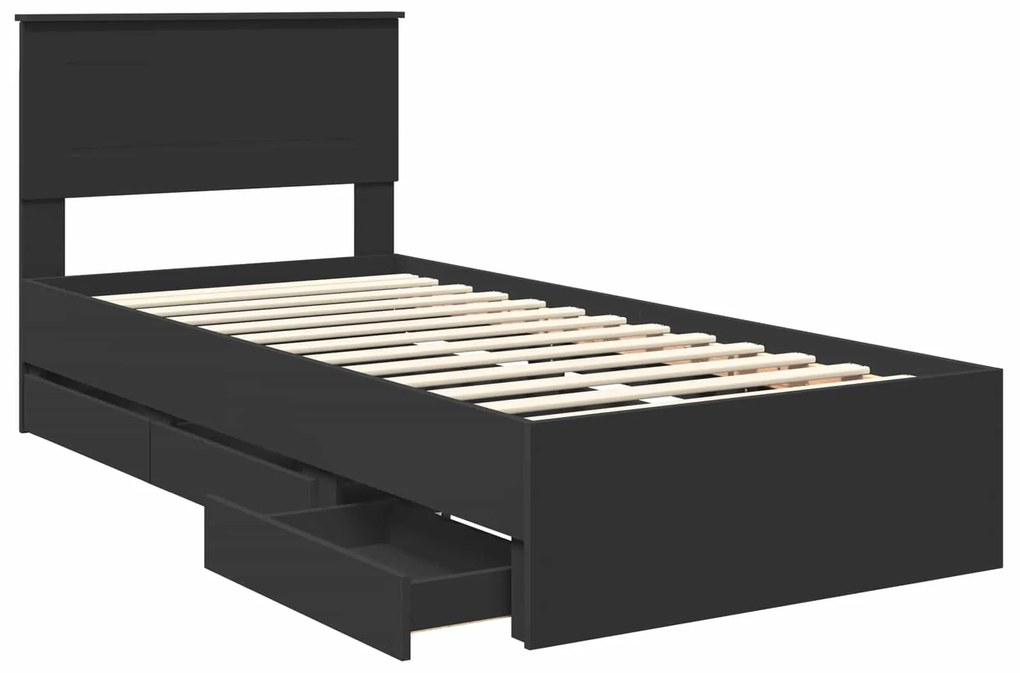 vidaXL Σκελετός Κρεβατιού Μαύρο 90 x 200 cm Μηχανήματος Ξύλο