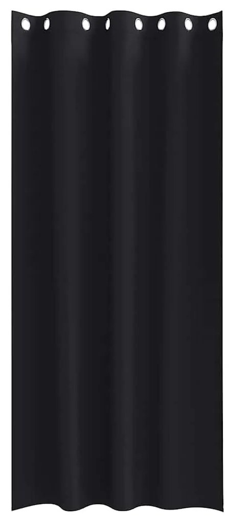vidaXL Κουρτίνες με κουρτίνες 2 pcs Μαύρο 245x140εκ. Πολυεστέρας