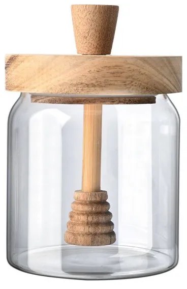 ESTIA ΔΟΧΕΙΟ ΜΕΛΙΟΥ ALLURE ΓΥΑΛΙΝΟ 450ml 9x9x13.5cm ΜΕ ΚΟΥΤΑΛΙ ΜΕΛΙΟΥ