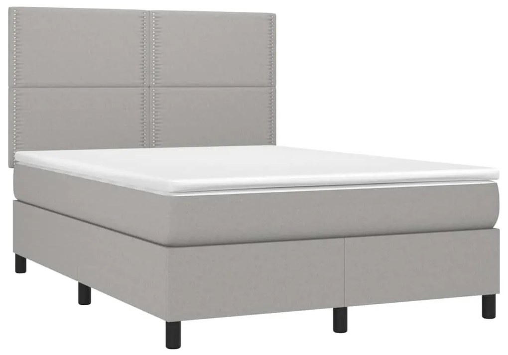 vidaXL Κρεβάτι Boxspring με Στρώμα Ανοιχτό Γκρι 140x200 εκ. Υφασμάτινο