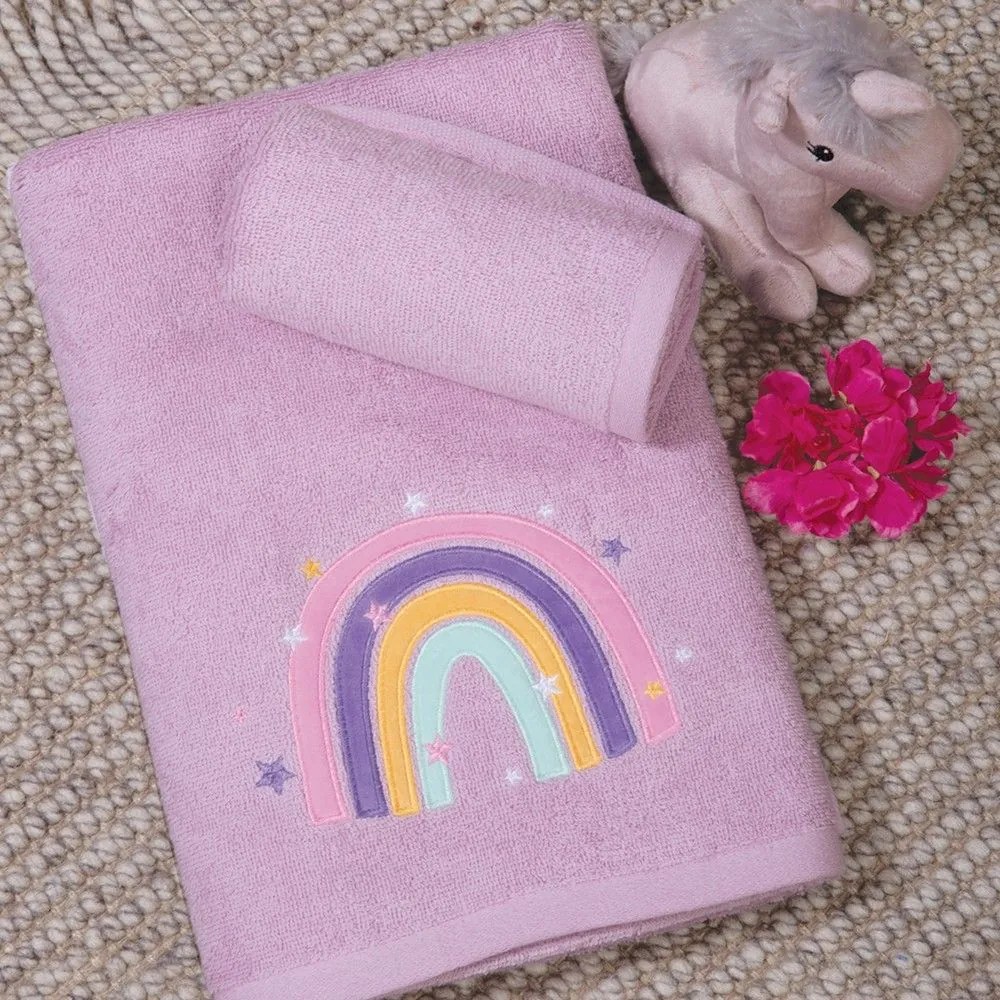 Πετσέτες Παιδικές Water Rainbow (Σετ 2τμχ) Lilac Nef-Nef Homeware Towels Set 70x140cm 100% Βαμβάκι