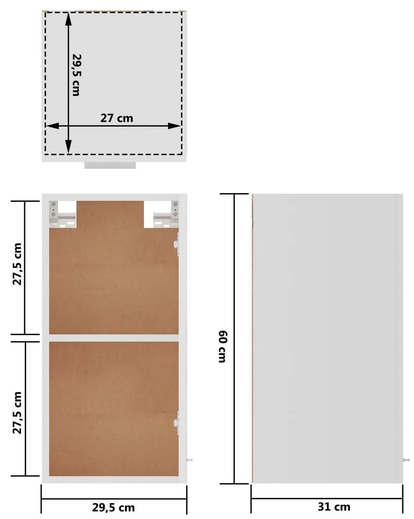 Ντουλάπι Κρεμαστό Λευκό 29,5 x 31 x 60 εκ. από Επεξ. Ξύλο - Λευκό