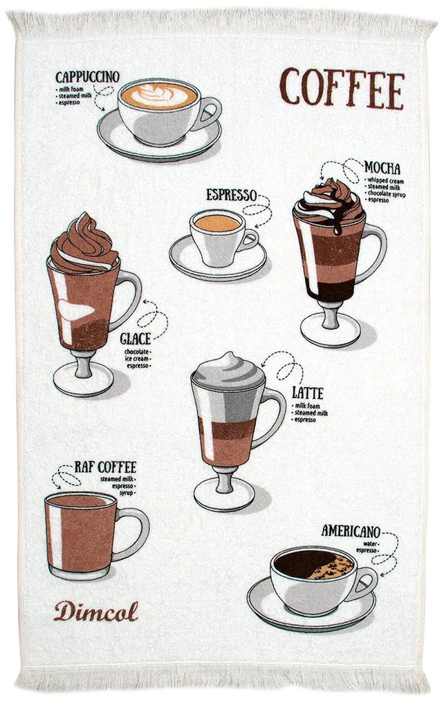 Πετσέτα Κουζίνας Dimcol Coffee White 03
