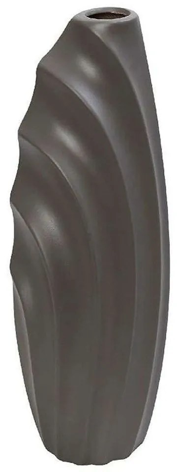 Βάζο Κεραμικό Ασύμμετρο MIG130 16x12x35cm Dark Grey Espiel Ceramic