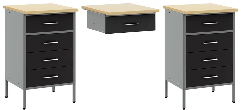 vidaXL Ντουλάπα Εργασίας με συρτάρι 8 pcs Μαύρο 150 x 55 x 200 εκ