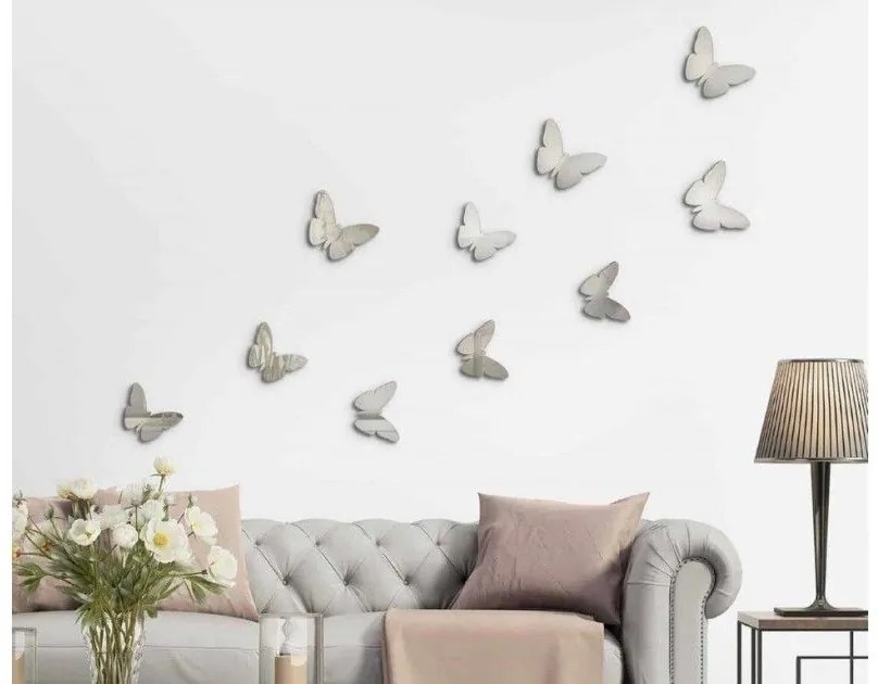 Αυτοκόλλητο Τοίχου Ασημί Πεταλούδες Silver Butterflies 3D 24012 Ango Dalber 24012 Ασημί