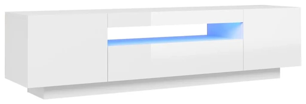 Έπιπλο Τηλεόρασης με LED Γυαλιστερό Άσπρο 160x35x40 εκ. - Λευκό