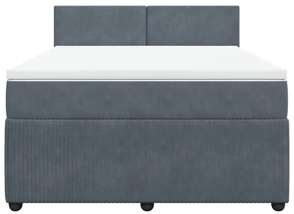 vidaXL Κρεβάτι Boxspring με Στρώμα Σκούρο Γκρι 140x190 εκ. Βελούδινο