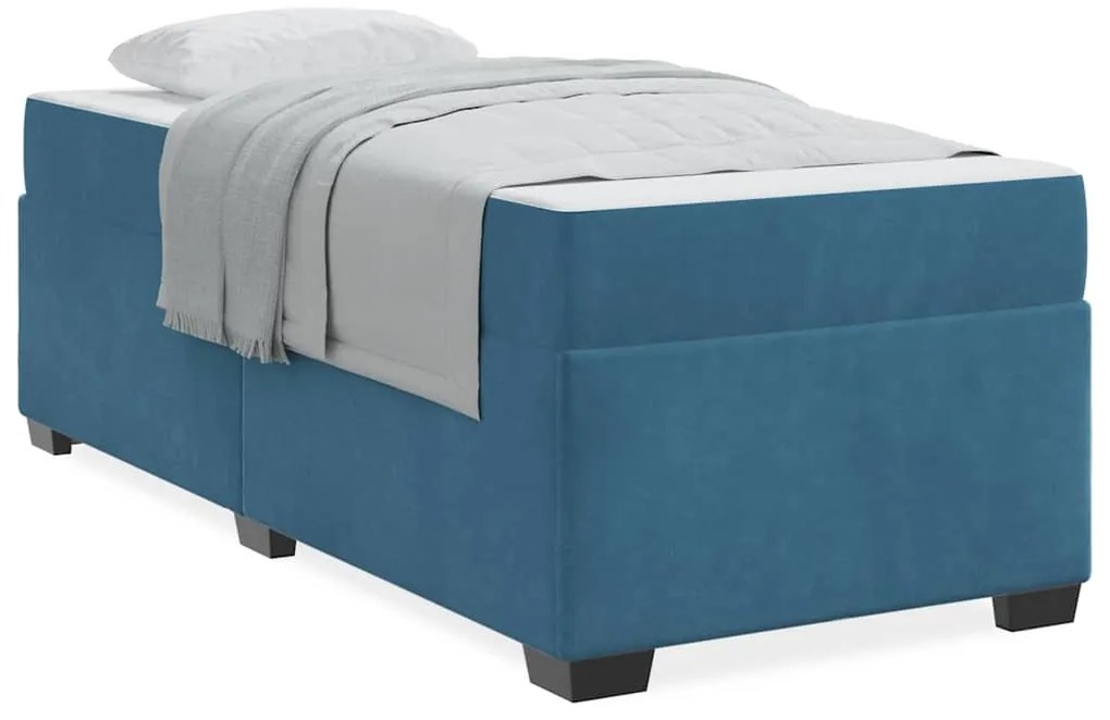 vidaXL Σκελετός Κρεβατιού Άλλο Σκούρο Μπλε 90 x 190 cm Βελούδο