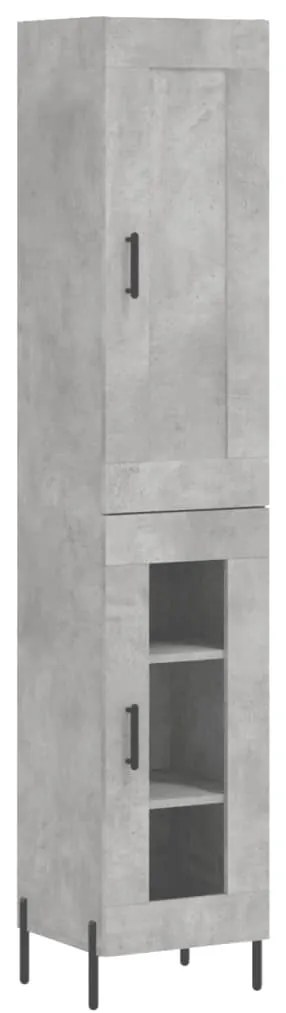 vidaXL Ντουλάπι Γκρι Σκυροδέματος 34,5x34x180 εκ. Επεξεργασμένο Ξύλο