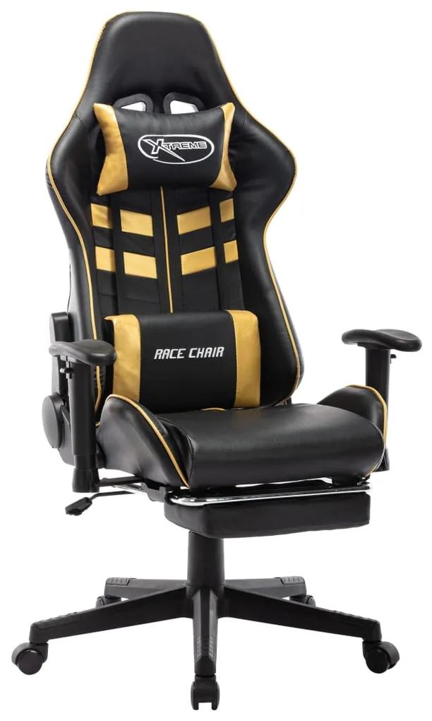 Καρέκλα Gaming με Υποπόδιο Μαύρο/Χρυσός από Συνθετικό Δέρμα