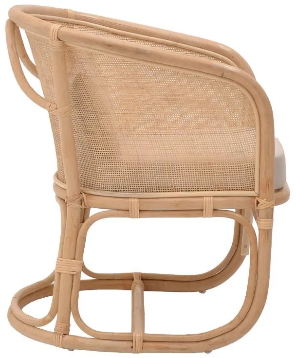 Καρέκλα - Πολυθρόνα Querke rattan pe σε Φυσικό με μπεζ μαξιλάρι 57x64x76 εκ. 57x64x76 εκ.