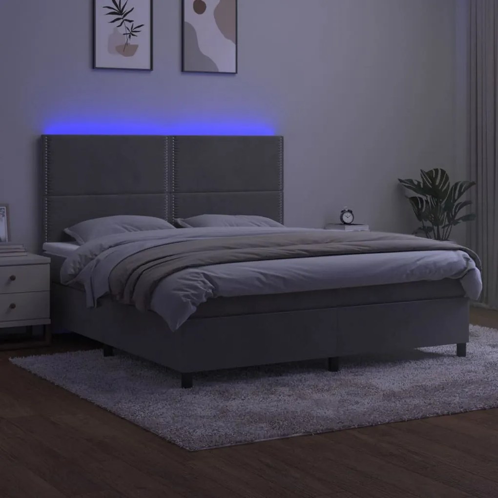 ΚΡΕΒΑΤΙ BOXSPRING ΜΕ ΣΤΡΩΜΑ &amp; LED ΑΝ.ΓΚΡΙ 180X200 ΕΚ. ΒΕΛΟΥΔΙΝΟ 3136077