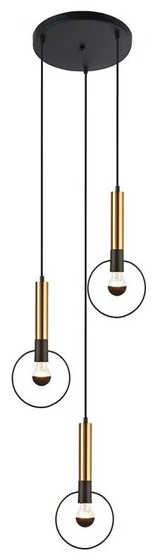 Φωτιστικό Οροφής HL39973P44BB 3ΧΕ27 D44ΧΗ136 Brass-Black Aca Decor Μέταλλο