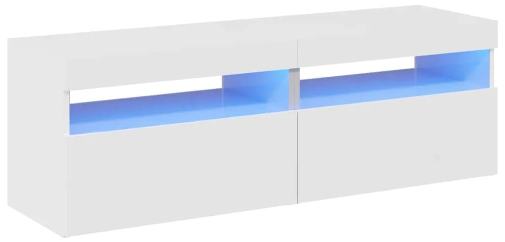 vidaXL Έπιπλα Τηλεόρασης με LED 2 τεμ. Γυαλιστερό Λευκό 60x35x40 εκ.