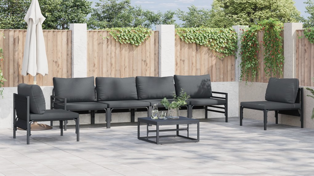vidaXL Σετ Καναπέ Κήπου 7 pcs Ανθρακί Ατσάλι