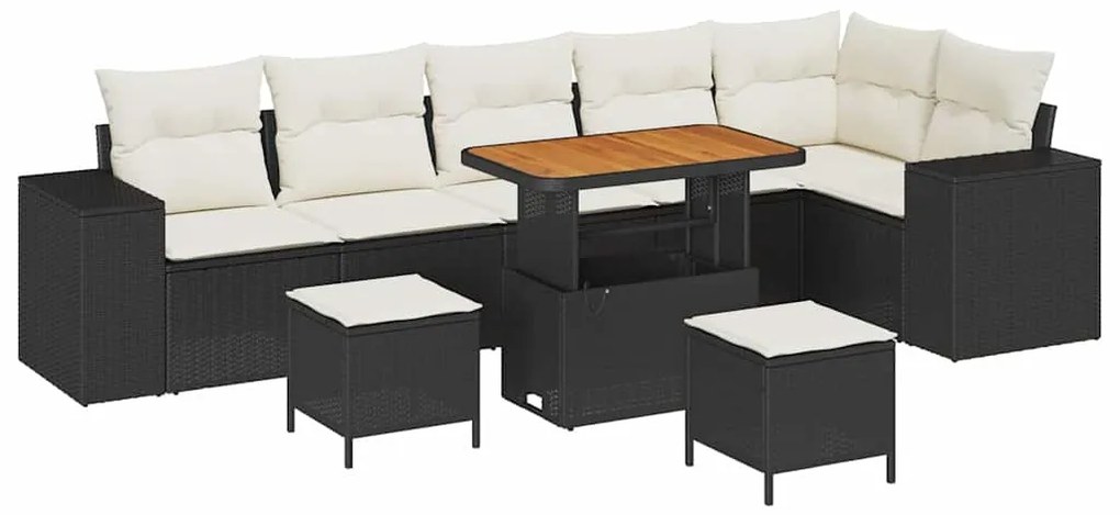 vidaXL Σετ Καναπέ Κήπου με μαξιλάρι με μαξιλάρι 9 pcs Μαύρο και Κρέμα