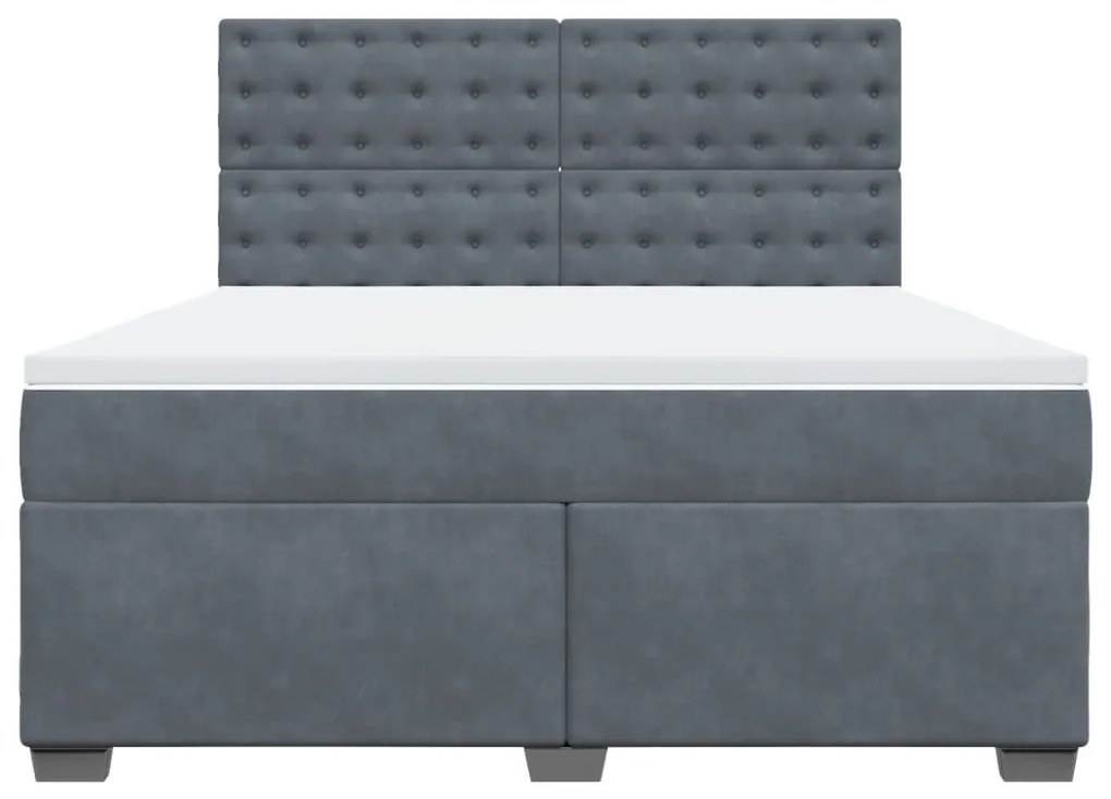 vidaXL Κρεβάτι Boxspring με Στρώμα Σκούρο Γκρι 180x200 εκ. Βελούδινο