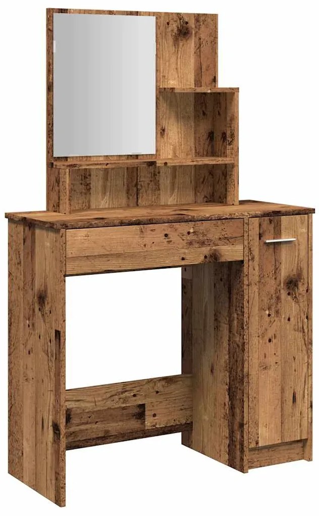 Κομοδίνο με καθρέφτη Παλιό ξύλο 86,5x35x136 cm - Καφέ