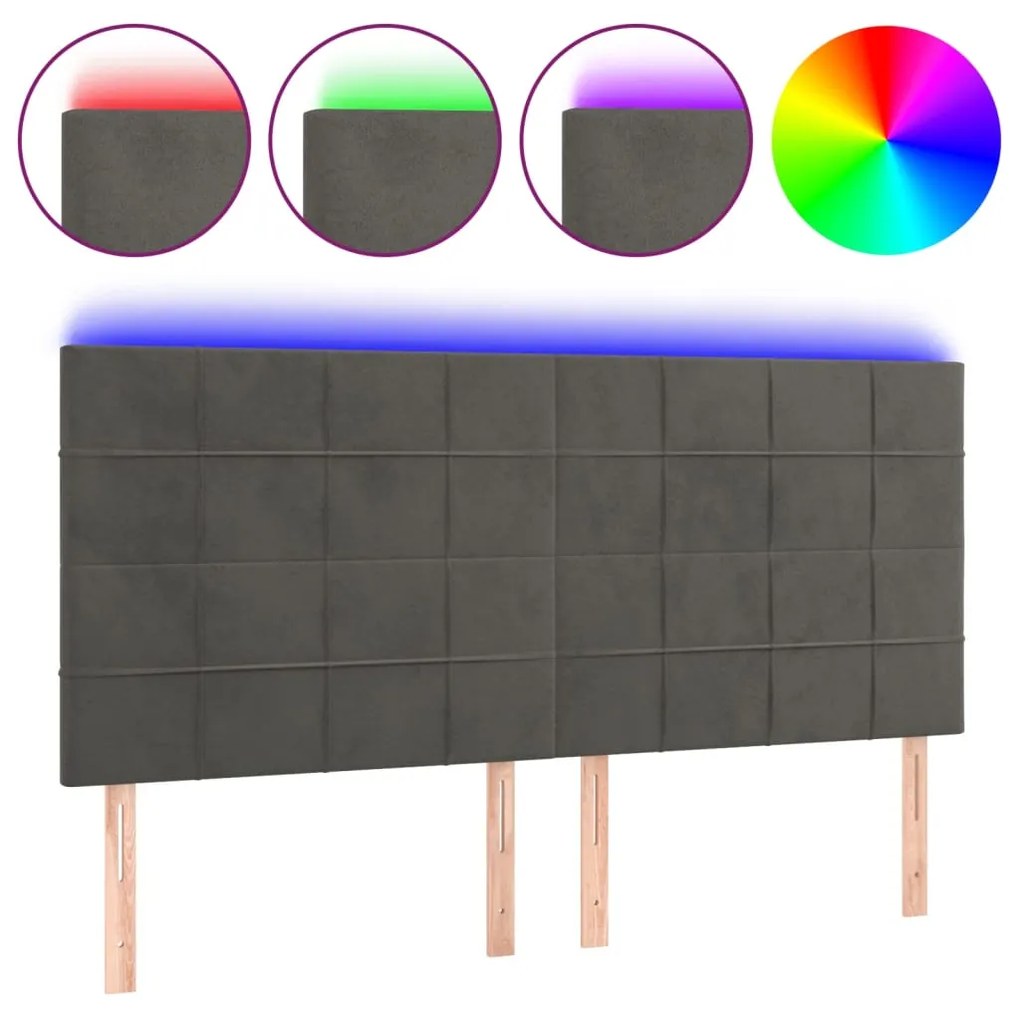 Κεφαλάρι Κρεβατιού LED Σκούρο Γκρι 180x5x118/128 εκ. Βελούδινο 3122485