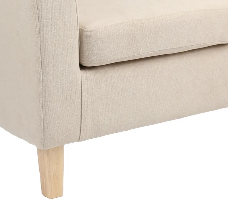 Πολυθρόνα Tronmo pakoworld κρεμ ύφασμα και πόδι rubberwood σε φυσική απόχρωση 75x69x75εκ