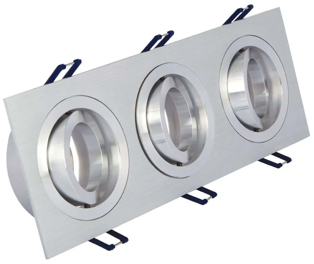 Σποτ Χωνευτό Τριπλό VK/03014G/3/AL 25,5x9,3x2,8cm 3xGU10 35W Silver VKLed Ορθογώνιο