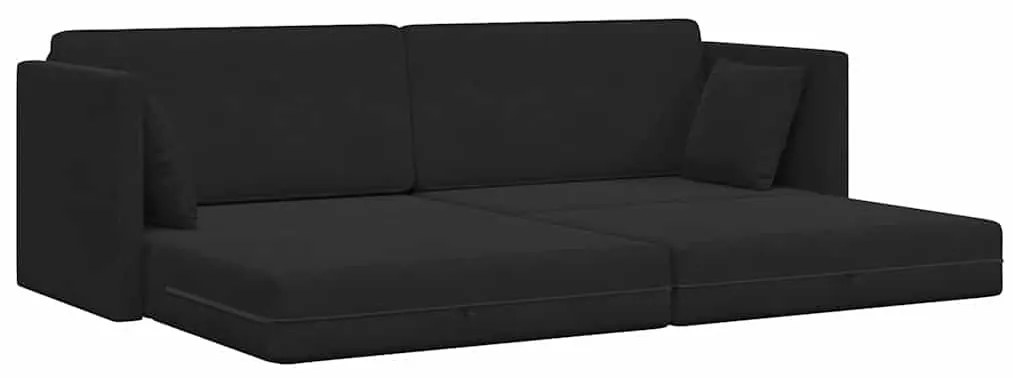 vidaXL Καναπές-κρεβάτι δαπέδου Μαύρο 213 x 76 x 77 εκ Βελούδο