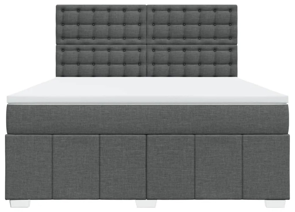 Κρεβάτι Boxspring με Στρώμα Σκούρο Γκρι 180x200 εκ Υφασμάτιν - Γκρι