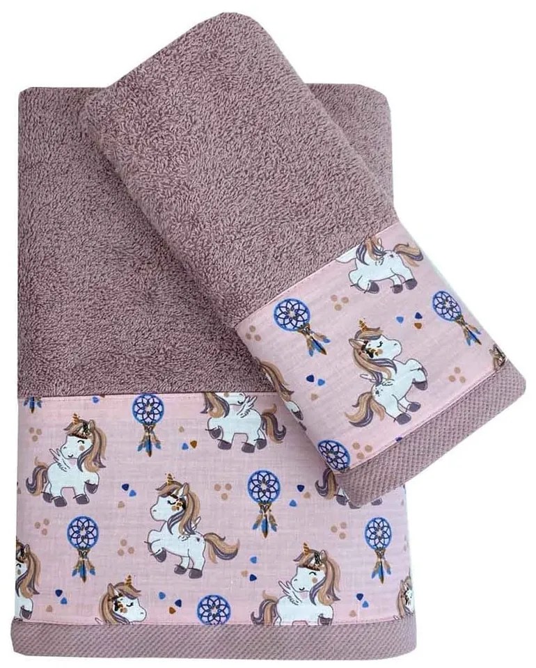 Πετσέτες Παιδικές Boho Unicorn 948-919 (Σετ 2τμχ) Dusty Rose Astron Σετ Πετσέτες 30x50cm 100% Cotton