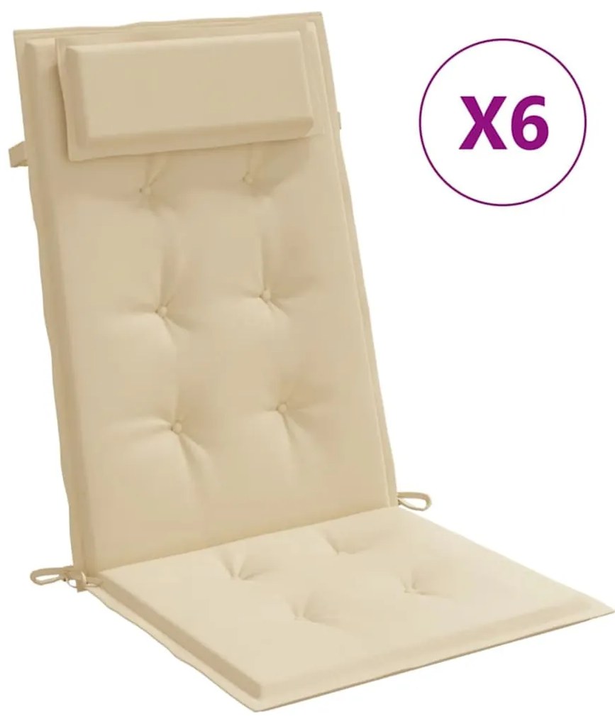 vidaXL Μαξιλάρια Καρέκλας με Πλάτη 6 τεμ. Μπεζ από Ύφασμα Oxford