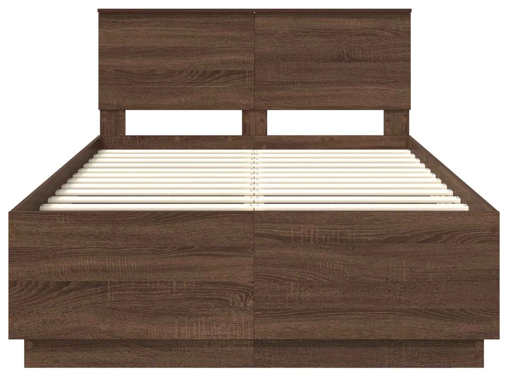 vidaXL Σκελετός Κρεβατιού Καφέ δρυς 120 x 200 cm Επεξεργασμένο ξύλο