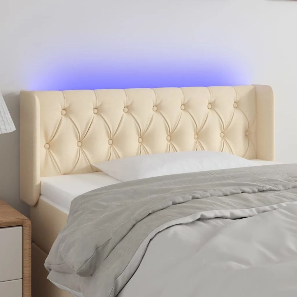 Κεφαλάρι Κρεβατιού LED Κρεμ 103x16x78/88 εκ. Υφασμάτινο - Κρεμ