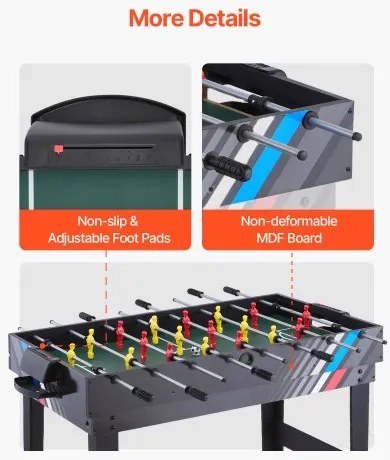 VEVOR 122cm Air Hockey Table 4-in-1 Combo Game Table Foosball Ping Pong Billiard