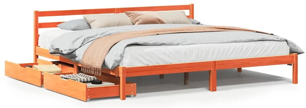 vidaXL Σκελετός Κρεβ. Χωρίς Στρώμα Καφέ Κεριού 200x200 εκ Μασίφ Πεύκο