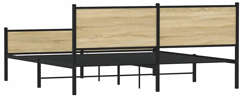 vidaXL Σκελετός Κρεβ. Χωρίς Στρώμα Sonoma Δρυς 180x200 εκ. Μεταλλικό