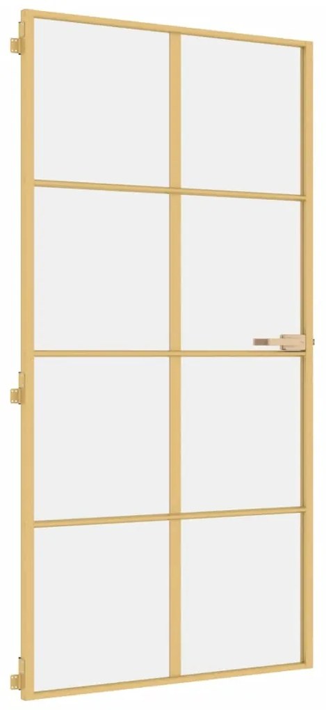 vidaXL Εσωτερική Πόρτα Χρυσή 102,5x201,5 εκ. Ψημένο Γυαλί & Αλουμίνιο
