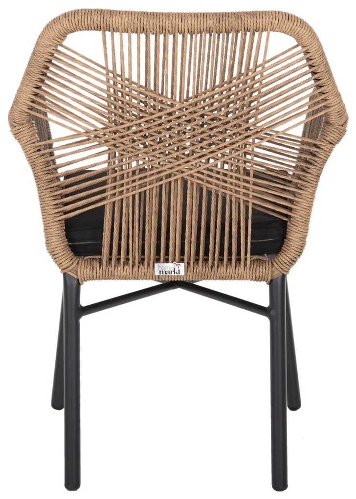 Καρέκλα - Πολυθρόνα TOPIN C6048.02 Μαύρη Αλουμινίου με Ρ.Ε. Rattan Μπέζ και Μαύρο Μαξιλάρι 57x65x84Υ εκ. 57x65x84 εκ.