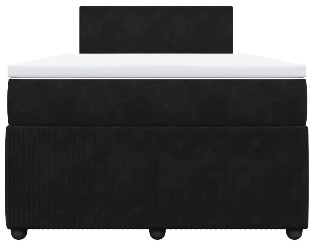 vidaXL Κρεβάτι Boxspring με Στρώμα Μαύρο 120x190 εκ. Βελούδινο