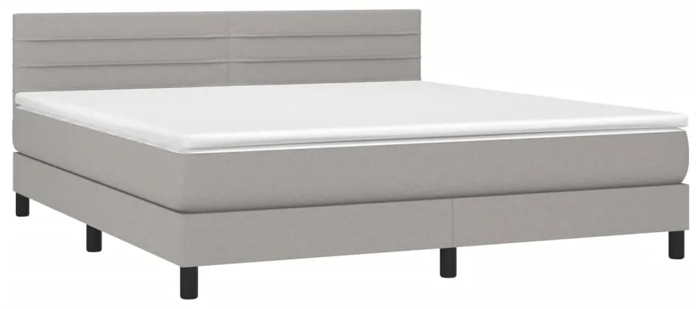 Κρεβάτι Boxspring με Στρώμα &amp; LED Αν.Γκρι 180x200 εκ Υφασμάτινο - Γκρι