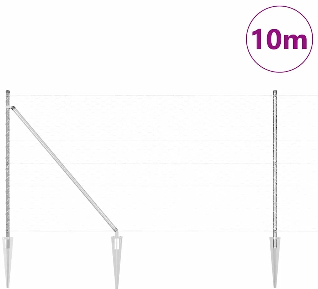 vidaXL Δίγωνη Φράχτη 1,2x10 μ Γαλβανισμένος Χάλυβας